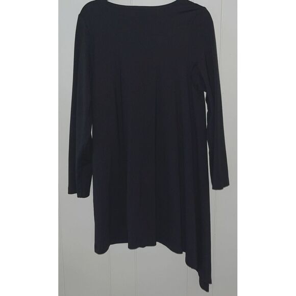 BRYN WALKER Modal‎ Knit Dress Women's Small Asymmetrical Hem Black Lagenlook USA - Picture 4 of 6